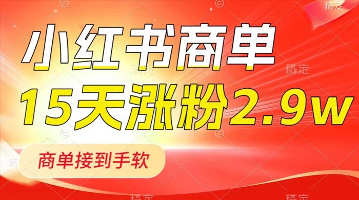 小红书商单最新玩法，新号 15 天 2.9w 粉，商单接到手软，1分钟一篇笔记-Duo