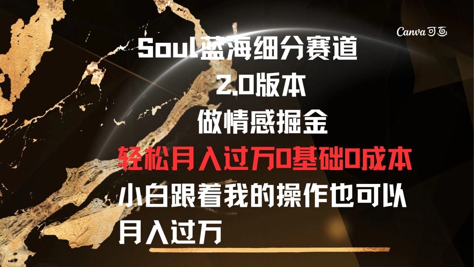 Soul蓝海细分赛道，2.0版本，做情感掘金，轻松月入过万，0基础，0成本，小白跟着我的操作也可以月入过万-Duo